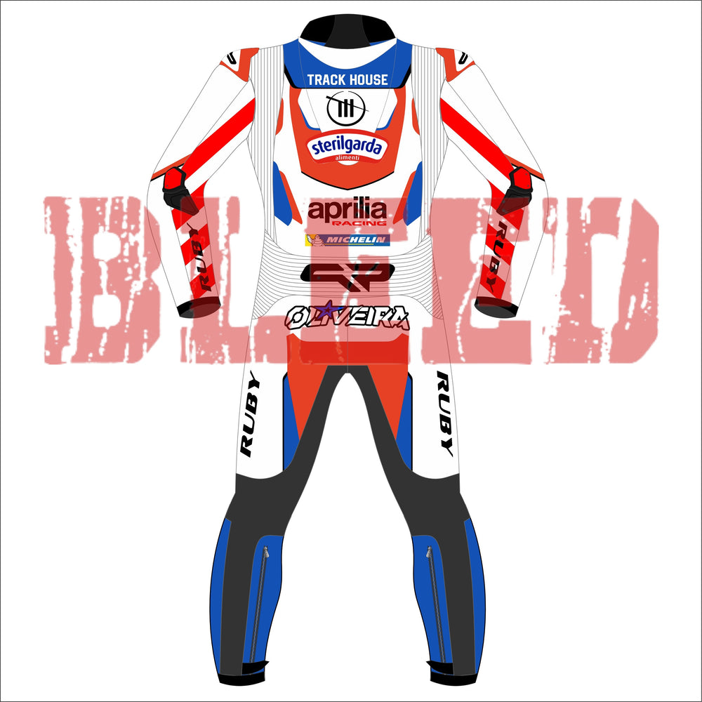 Miguel Oliveira 2024 Aprilia Motorbike Race Suit Back View