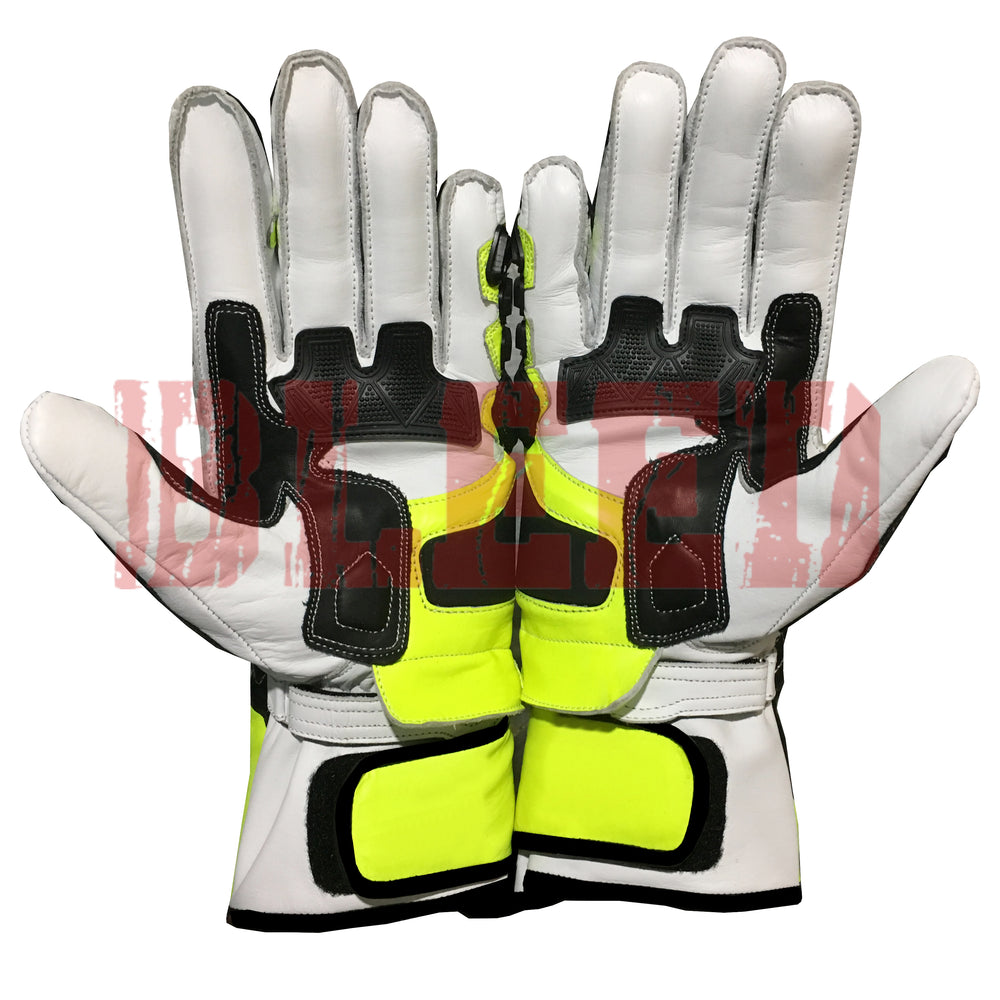 Rossi VR46 Motorbike Racing Leather Gloves-5