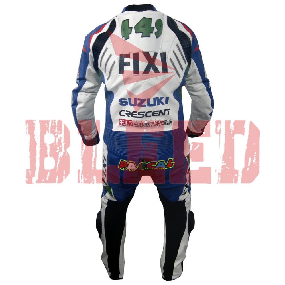 Suzuki FIXI Men One Piece Motorbike Racing Leather Suit Back View