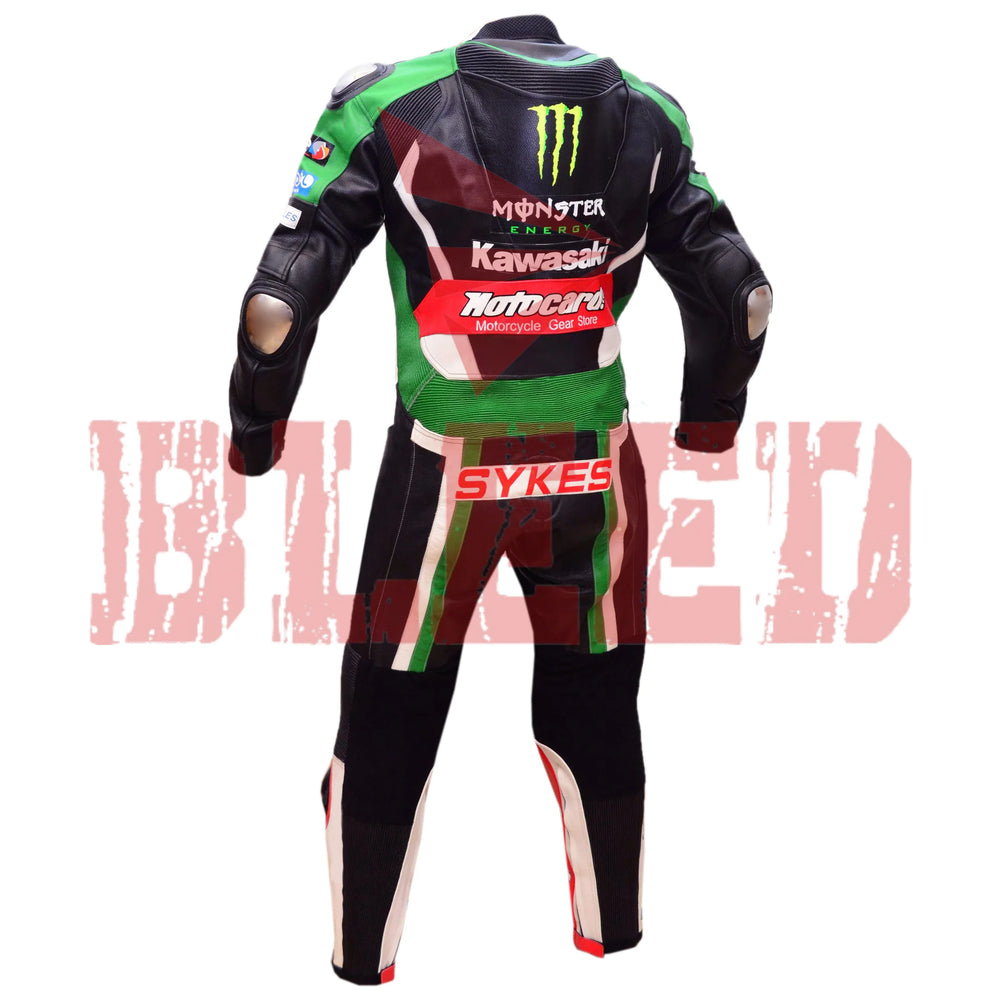 Tom Sykes Kawasaki Ninja Motorbike Riding Leather Suit Back View-2