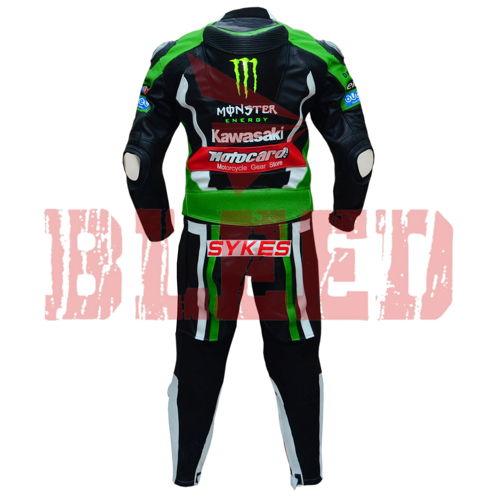 Tom Sykes Kawasaki Ninja Two Piece Motorbike Riding Suit Back View