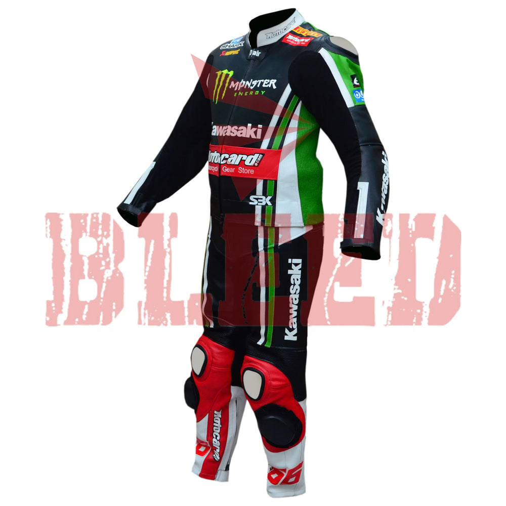 Tom Sykes Kawasaki Ninja Two Piece Motorbike Riding Suit Left View