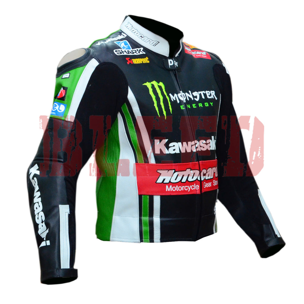 Kawasaki Ninja Motorbike Leather Biker Jacket Right View