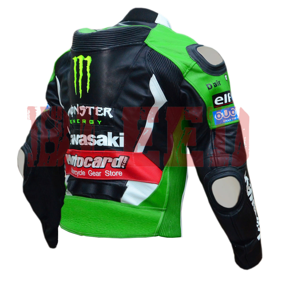 Kawasaki Ninja Motorbike Leather Biker Jacket Right View-2