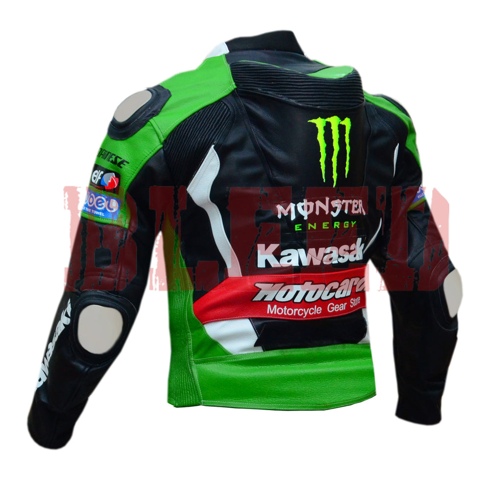 Kawasaki Ninja Motorbike Leather Biker Jacket Left View-2