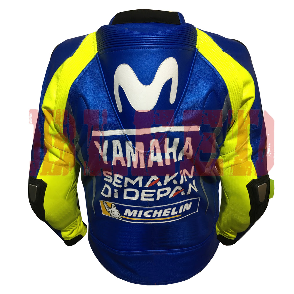 Valentino Rossi Motorbike Racing Leather Biker Jacket Back View