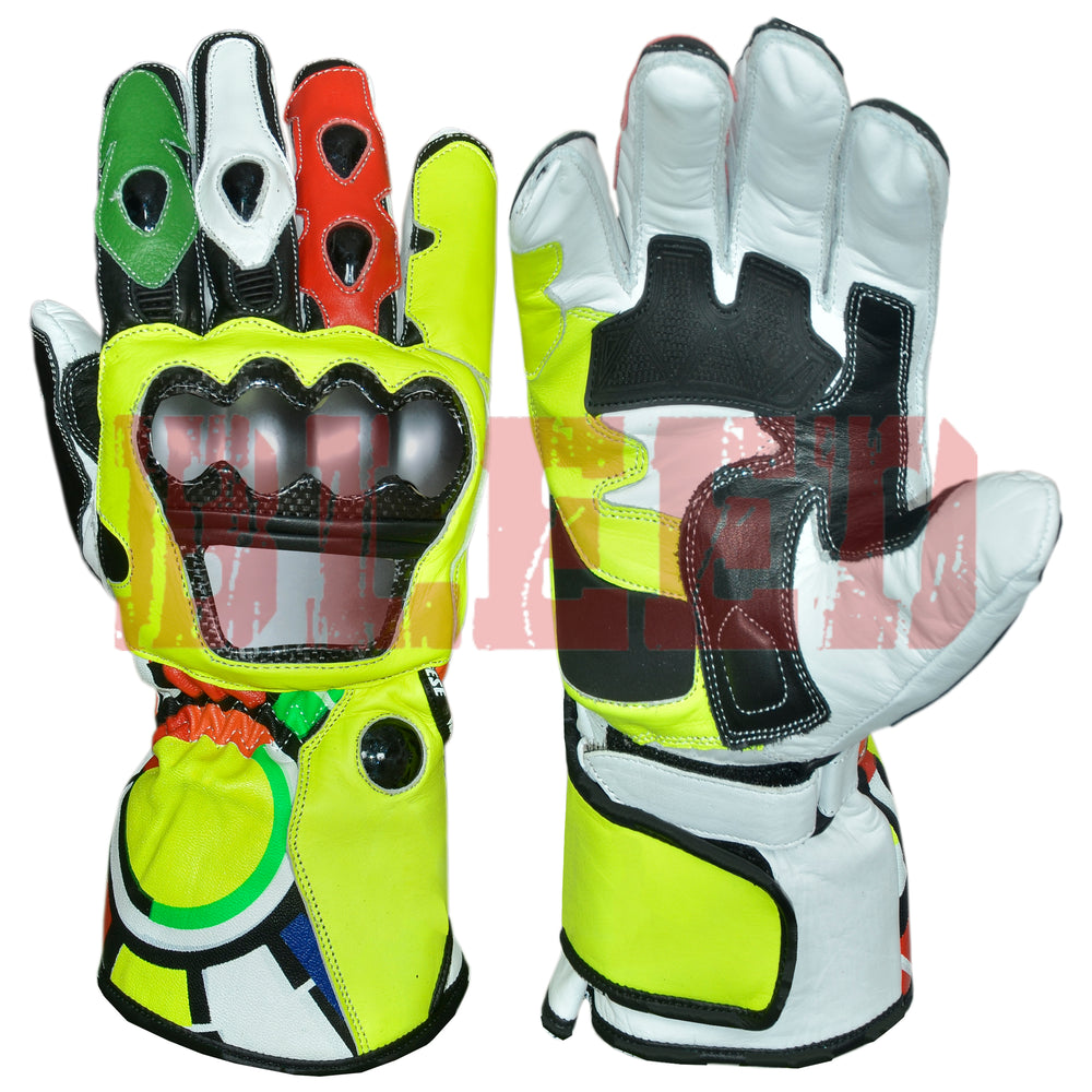 Rossi VR46 Mens Motorbike Leather Racing Gloves