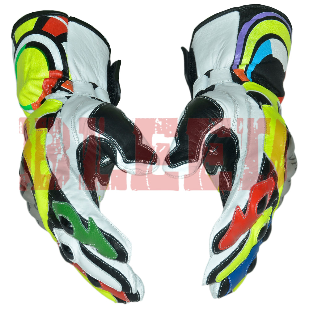 Rossi VR46 Mens Motorbike Leather Racing Gloves-1