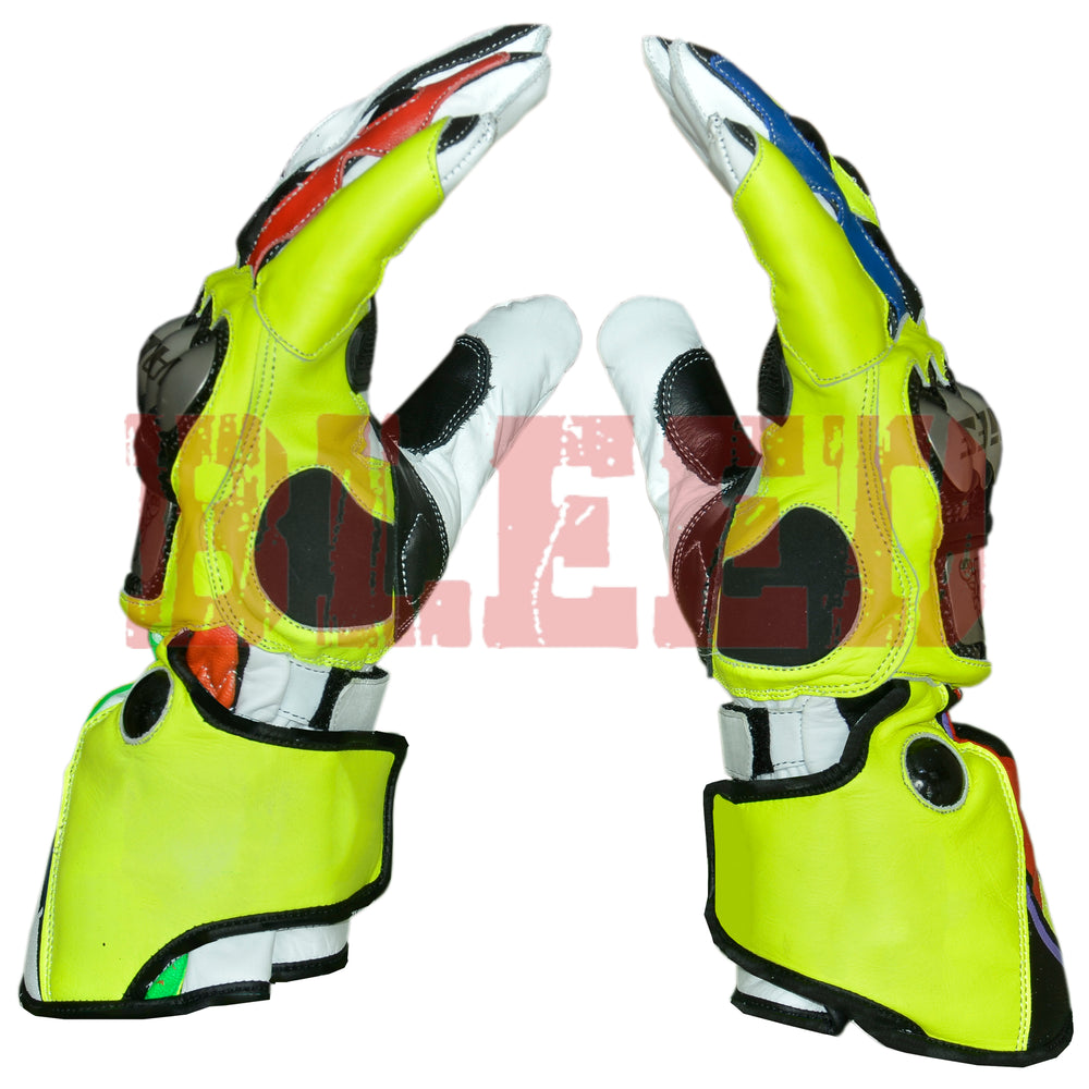 Rossi VR46 Mens Motorbike Leather Racing Gloves-2
