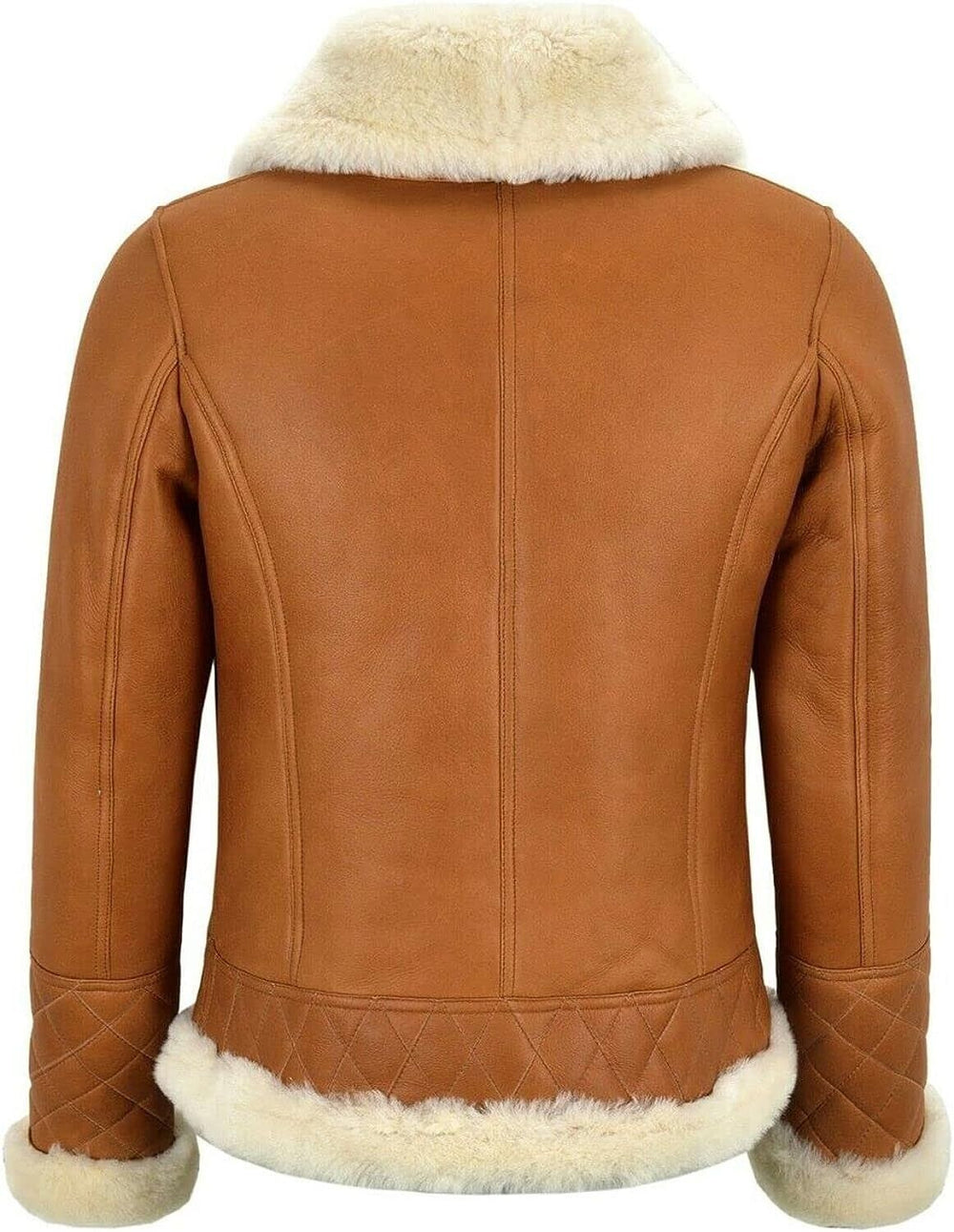 Womens Brown White Aviator Jacket Back