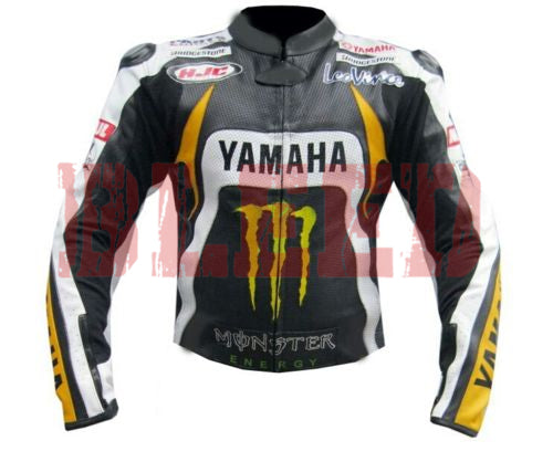 Yamaha Mens Motorbike Racing Leather Motorcycle Jacket Front View
