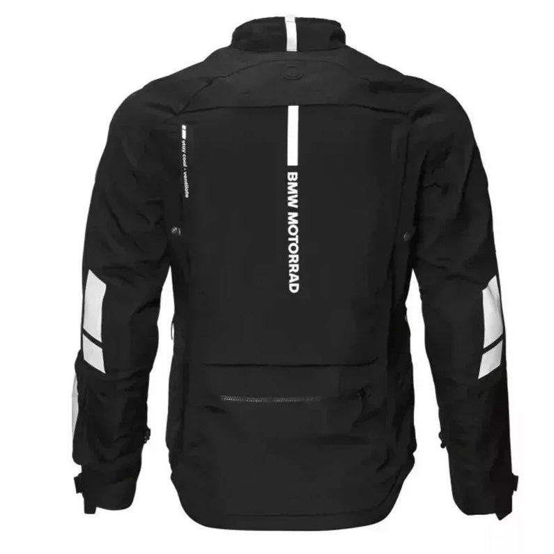 BMW GS Rallye GTX touring motorcycle jacket black adventure riding waterproof Gore Tex BMW Motorrad riding jacket back view
