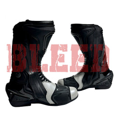 Side profile of Kawasaki Ninja Motorcycle Boots highlighting ankle protection and dual rubber racing sole.