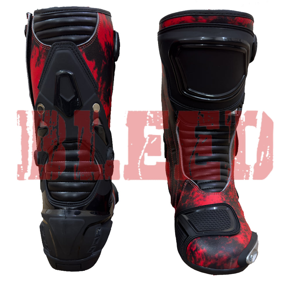 Rear view of Ducati 93 motorbike leather boots featuring reinforced heel armor and ventilated design.
