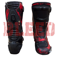 Rear view of Ducati 93 motorbike leather boots featuring reinforced heel armor and ventilated design.