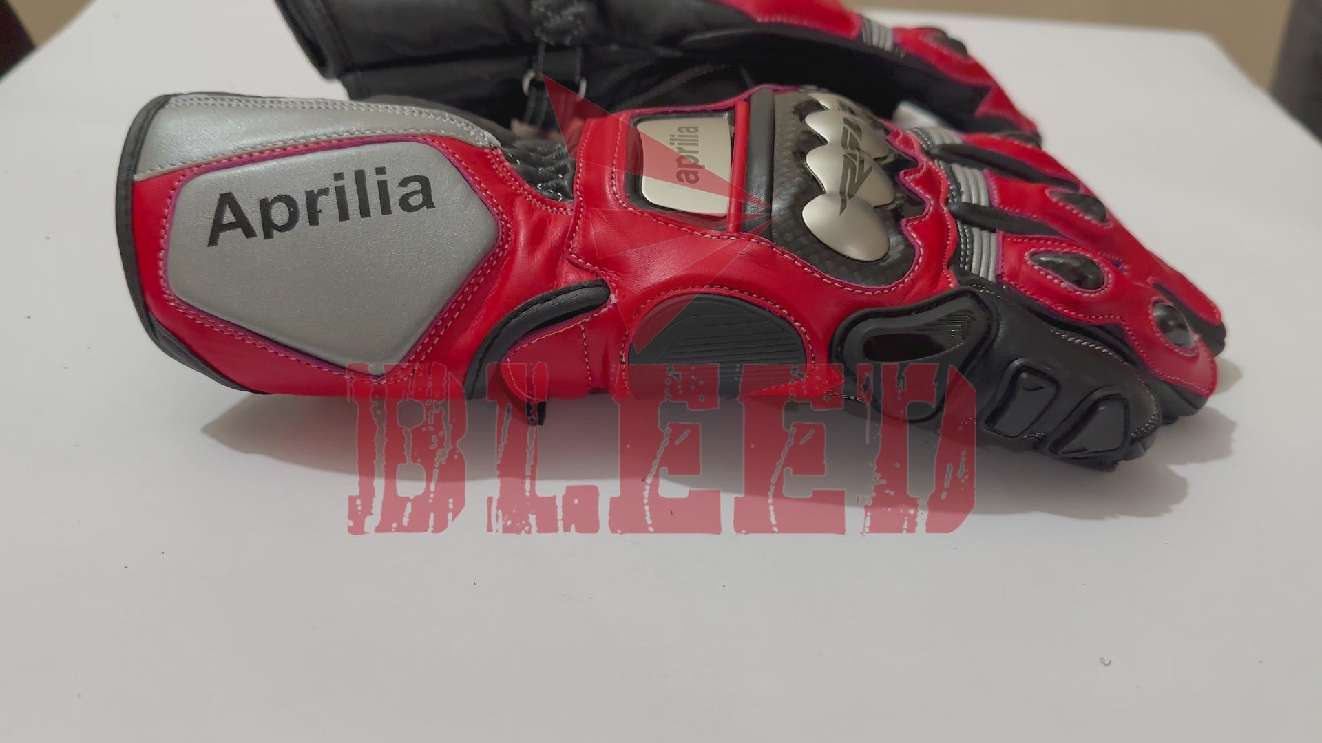 Aprilia RSV4 Motorbike Racing Leather Gloves