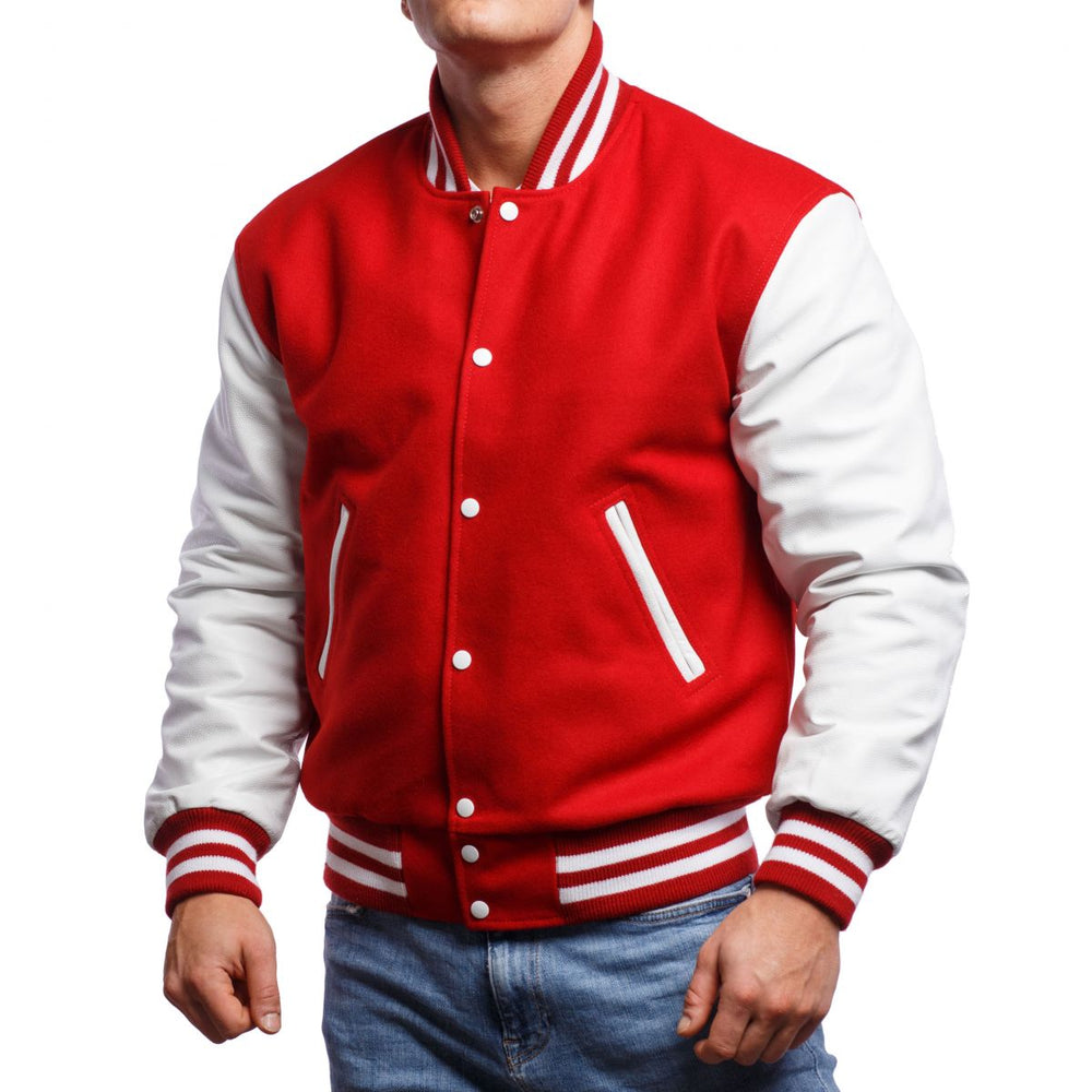 Mens Red White Varsity Front View