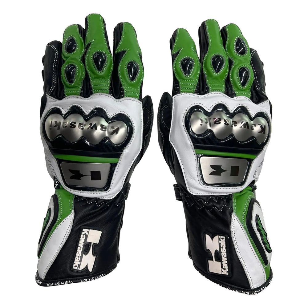 Kawasaki Ninja Motorbike Racing Leather Gloves
