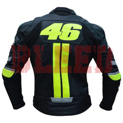 Valentino Rossi VR46 Motorbike Racing Leather Jacket Back View